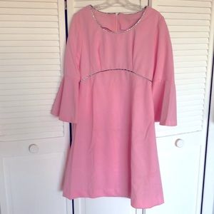 Vintage 60s bubble gum pink jeweled MOD mini dress